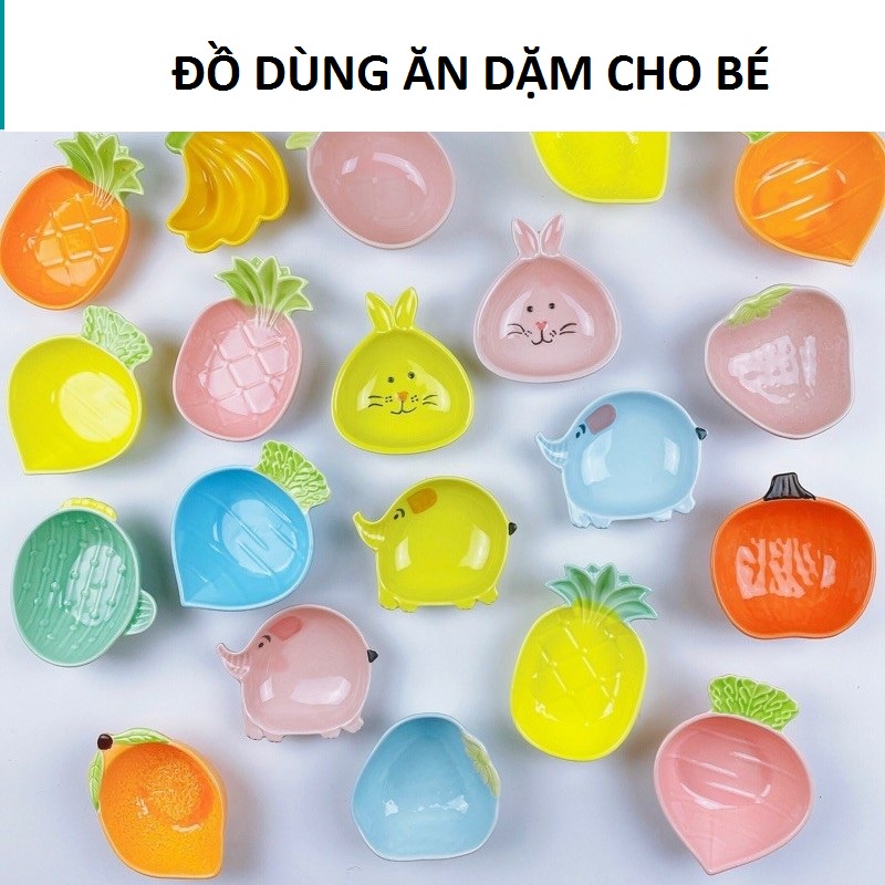 Bát Ăn Dặm Gốm Sứ Kiểu Nhật Hình Hình Thú, Chén Ăn Dặm Hình Hoa Quả Dễ Thương Chịu Nhiệt Cho Bé