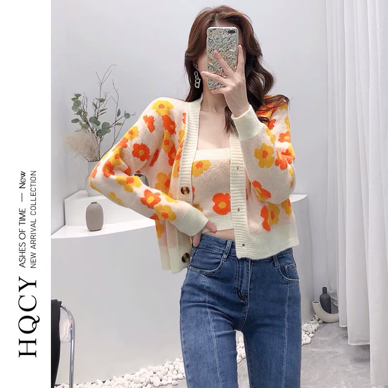 Set cardigan hoa 2 chi tiết Forgirl tiểu thư dịu dàng