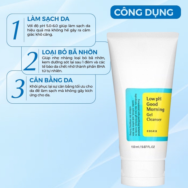 Sữa Rửa Mặt Dạng Gel Chiết Xuất Từ Cây Trà Cosrx Low Ph Good Morning Gel Cleanser Hàn Quốc 150 Ml