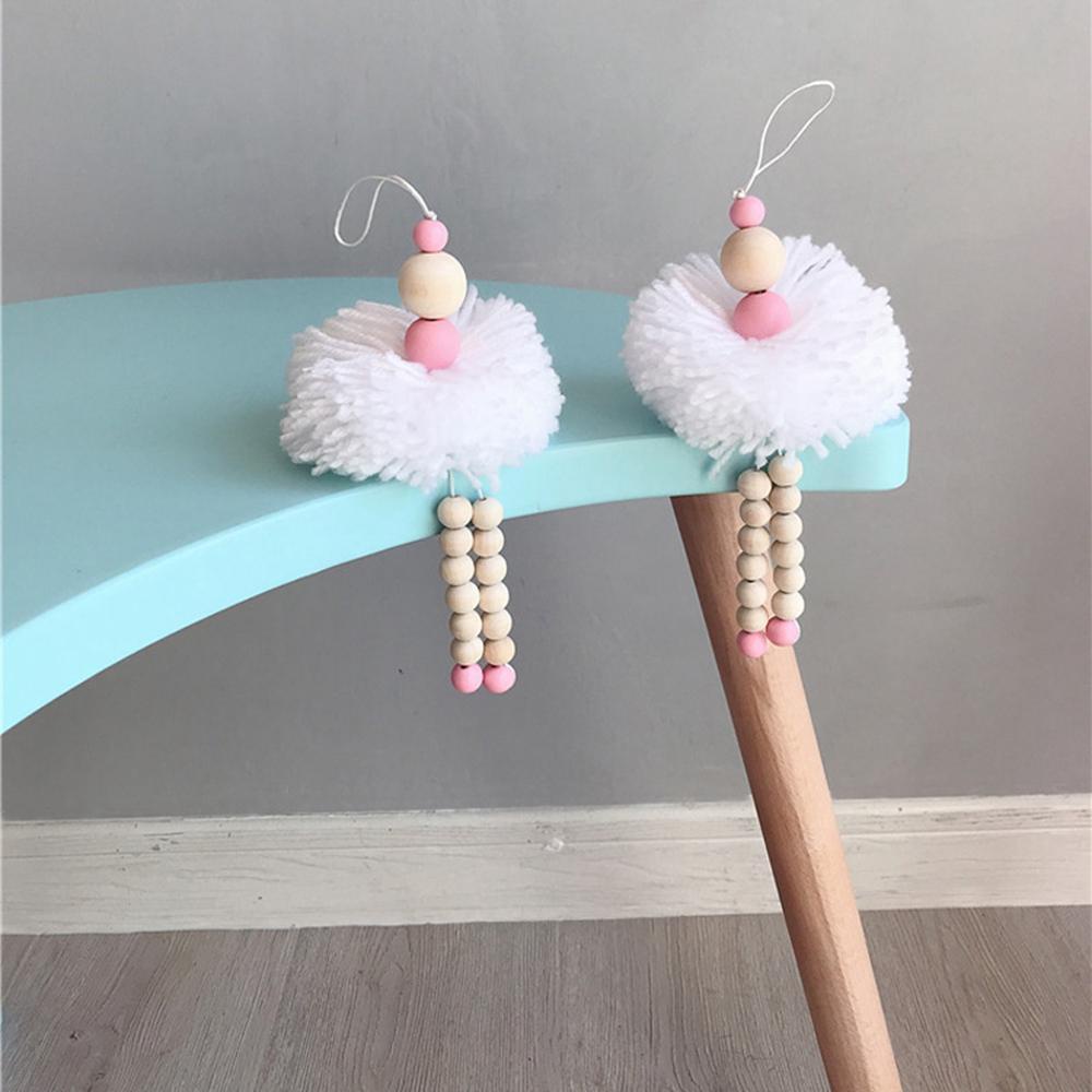 YIYU Búp Bê Múa Ba Lê Bằng Gỗ Phối Bóng Lông Dễ Thương Dùng Trang Trí Nhà Cửa