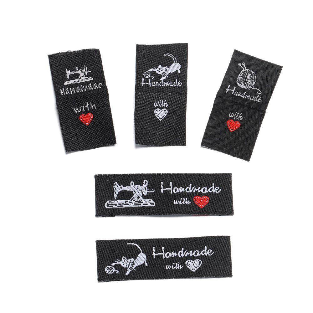 Set 50 Thẻ Vải Hình Trái Tim Hoạt Hình Trang Trí Quần Áo