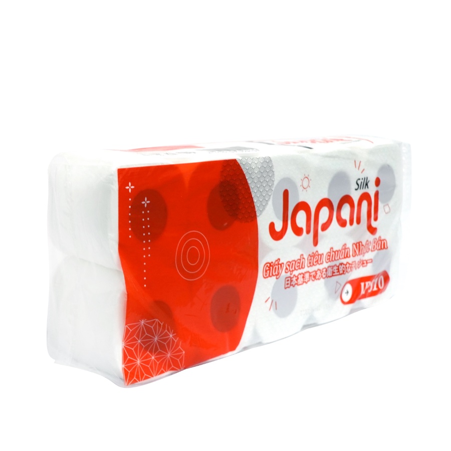 Giấy vệ sinh cao cấp có lõi JAPANI JPS10, 100% bột giấy nguyên sinh, dùng trong toilet, 3 lớp, 10 cuộn/lốc