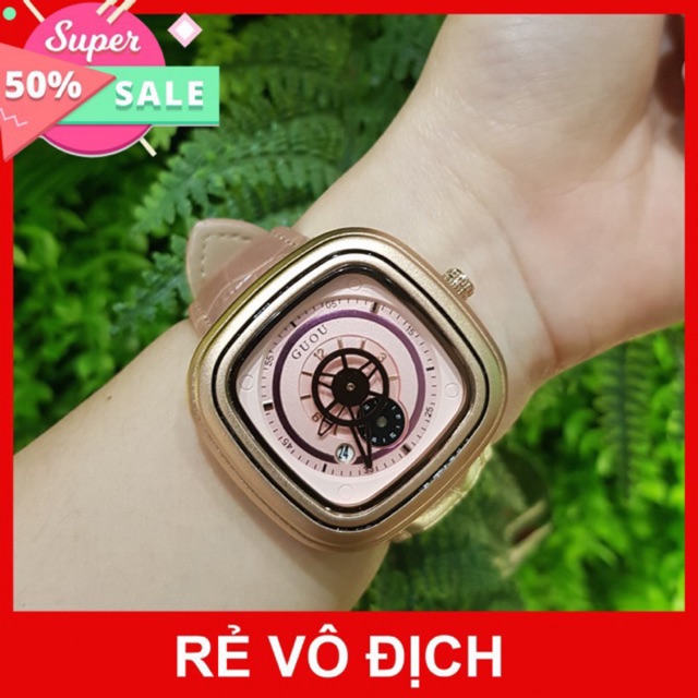 ẢNH THẬT_ Đồng hồ nữ CHÍNH HÃNG GUOU phiên bản mặt vuông siêu cá tính