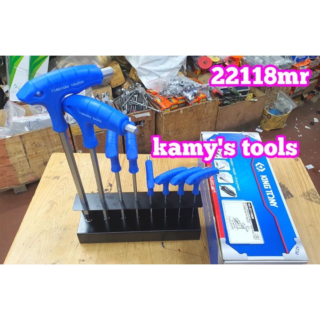 Bộ lục giác bi chữ T 8 chi tiết H2-H10 Kingtony model 22118MR có đế sắt