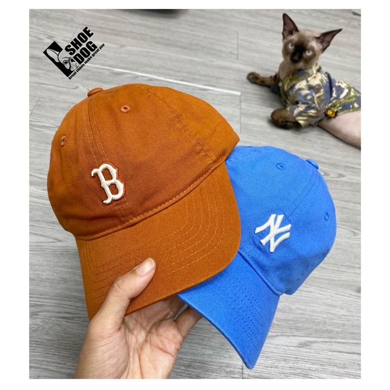 Nón kết mũ lưỡi trai MLB chữ B và NY màu nâu và xanh dương real