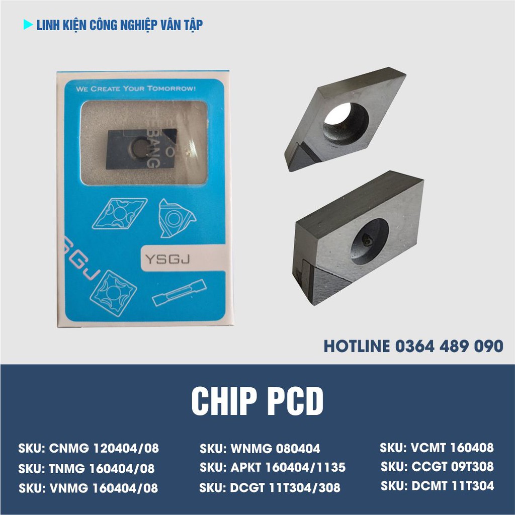 Chip PCD , Chip kim cương chuyên tạo bóng nhôm