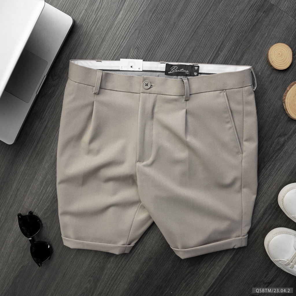 Quần short nam dáng âu Bentino chất tuypxi mịn đẹp, phong cách hàn quốc 23042