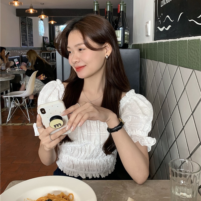 Áo sơ mi SUXI cotton màu trơn ôm dáng dễ thương thời trang mùa hè cho nữ