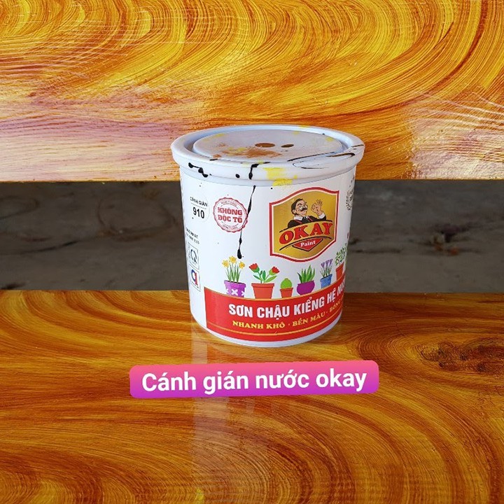 SƠN GIẢ GỖ OKAY HỆ NƯỚC MÀU CÁNH GIÁN , MÀU GỖ LON 1KG.