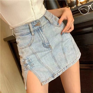 Quần Giả Váy Jeans Style Sườn Xám