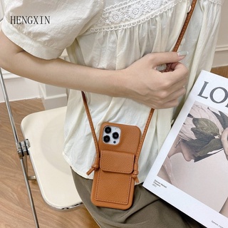 Solid leather soft phone case suitable for iPhone 15 14 Pro Max 13 11 12Pro Max phone case diagonal cross neck strap X XR XSMAX 7 8PLUS MINI protective case