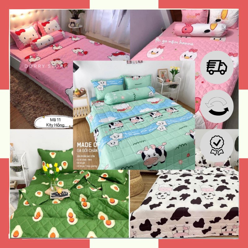 Bộ chăn hè trần bông 3 lớp | Bộ ga giường chất vải Cotton Poly nhiều mẫu Full size