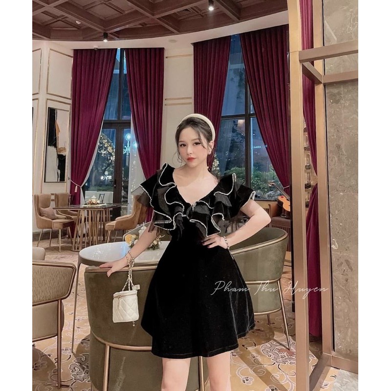 đầm dự tiệc cổ bèo sang chảnh bigsize 55kg-90kg✅