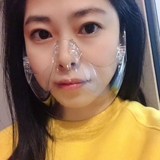 kính bảo hộ nửa mặt,khẩu trang trong suốt chống tia giọt bắn nước bọt có quay đeo chống đau vành tai nhựa abs.
