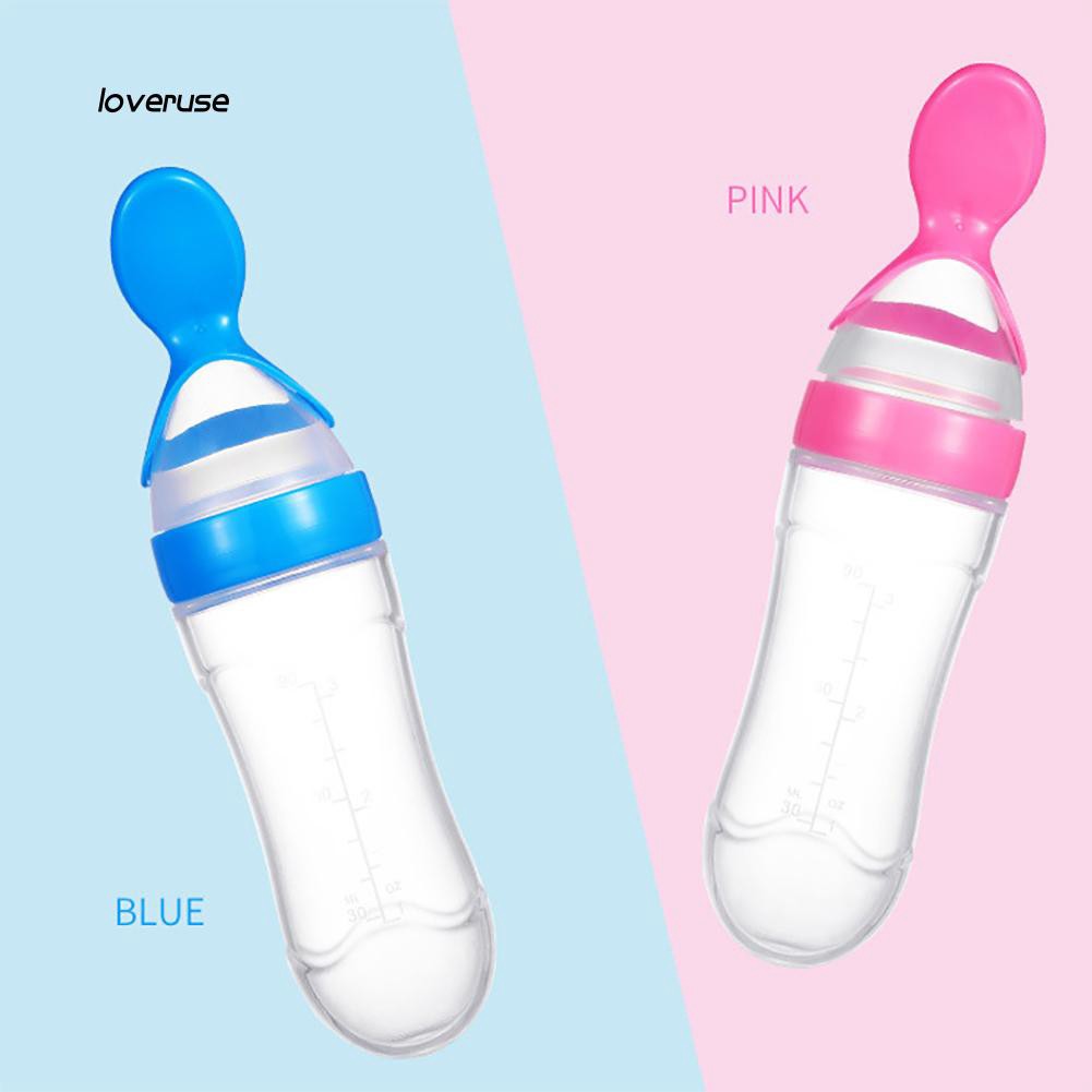 Bình thìa ăn dặm bằng silicon mềm dung tích 90ml kích thước 5x20cm cho bé