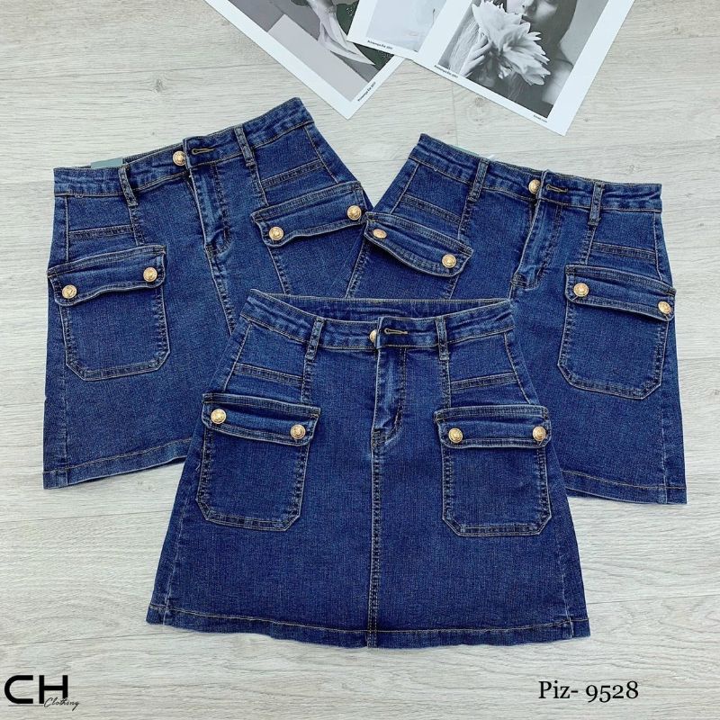 Chân váy jean khuy túi hàng QCL1