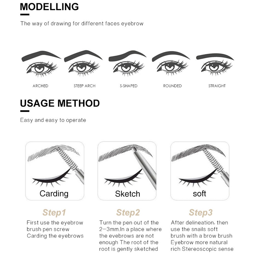 [Hàng mới về] Bút Kẻ Lông Mày Hai Đầu Lâu Trôi Không Thấm Nước Chống Nhòe 5 Màu Tùy Chọn Handaiyan | BigBuy360 - bigbuy360.vn