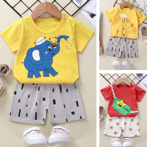 Bộ quần áo cộc tay cho bé trai/bé gái hè thu hàng quảng châu loại 1