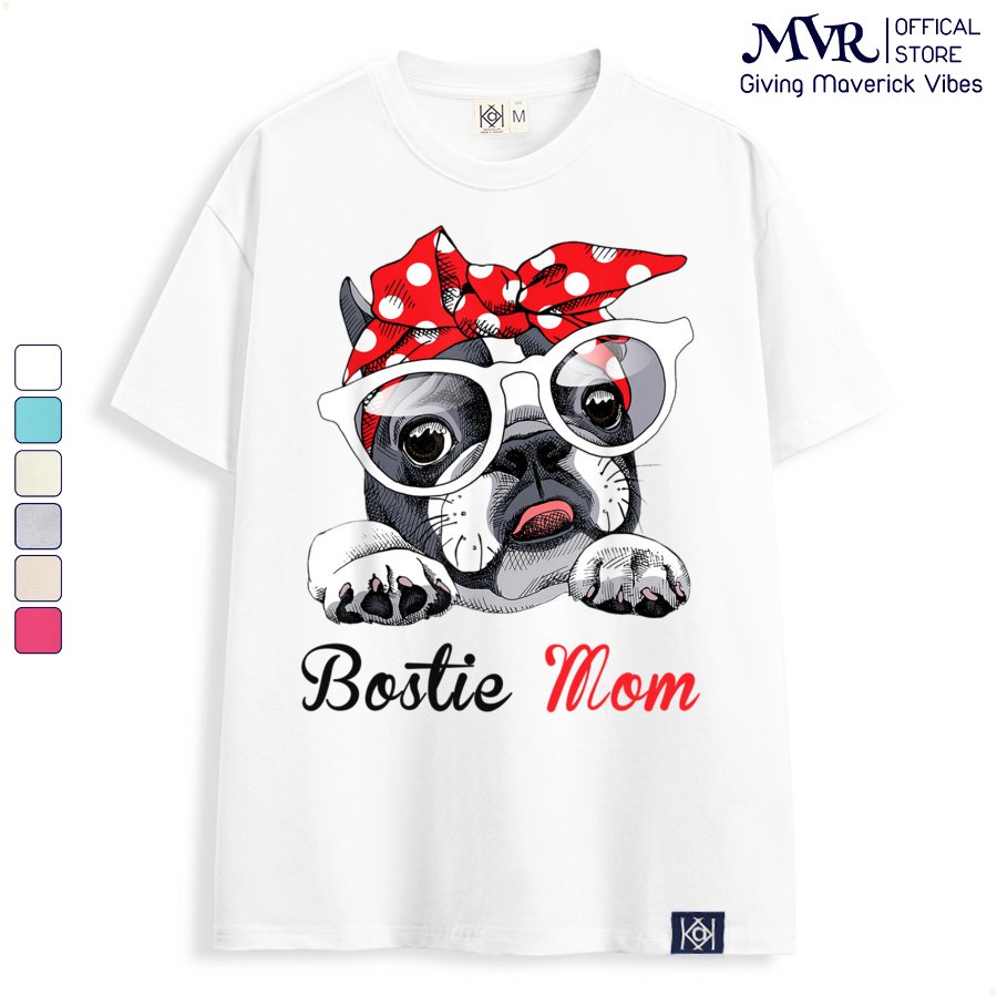 Áo thun unisex nam nữ phom rộng thoáng mát hình chó Sục Boston Terrier chất cotton MVR TT4346