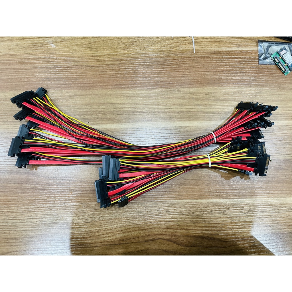 Dây Cáp Sata Nối Dài, cáp nối dài SATA kèm nguồn 30cm 22pin (15 + 7)  Male Sang Female Sata