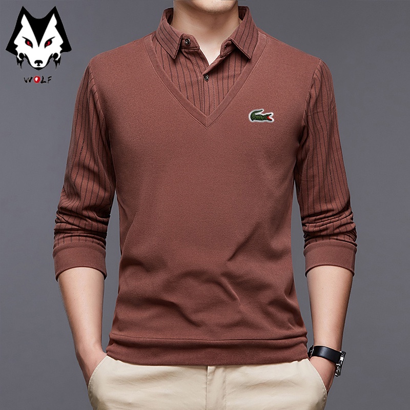 Áo polo Cotton Dài Tay Thời Trang Công Sở Cho Nam 5 Màu Lựa Chọn