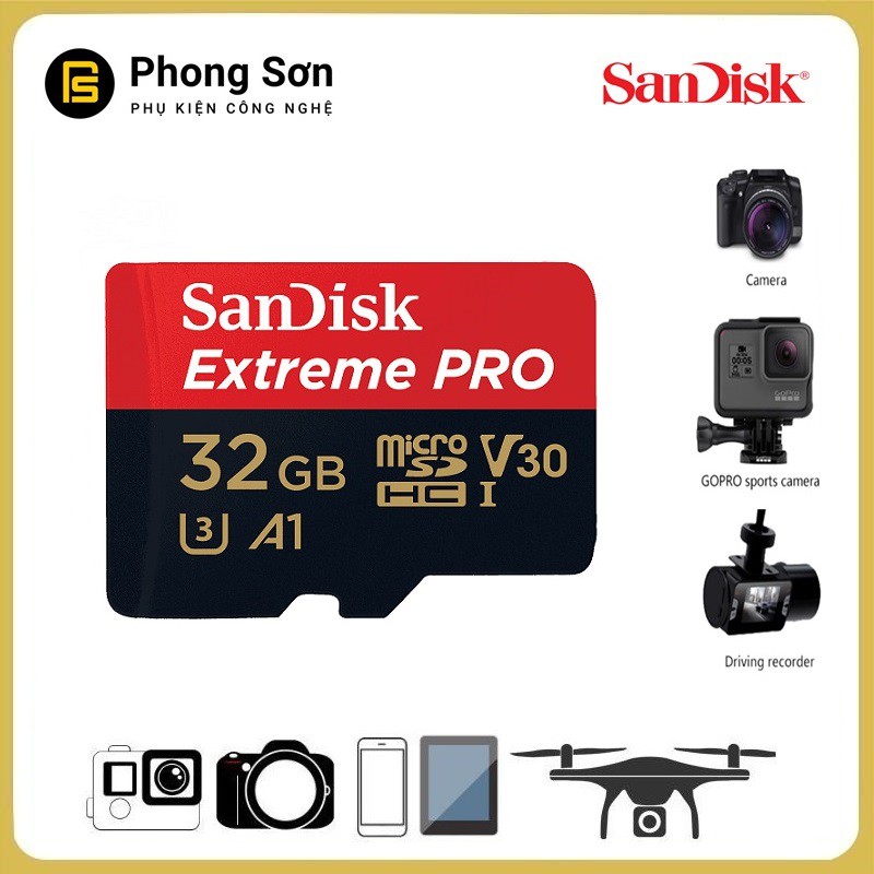 Thẻ nhớ Micro SDHC 32GB Extreme Pro 667x 100mb/s UHS-1 Sandisk | BigBuy360 - bigbuy360.vn