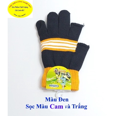 Găng tay len Bao tay len Nam Nữ Hở 2 ngón Sọc ngang Nhãn SUN G Cotton Chống nắng Giữ ấm Hút mồ hôi Bảo vệ da tay SxtạiVN