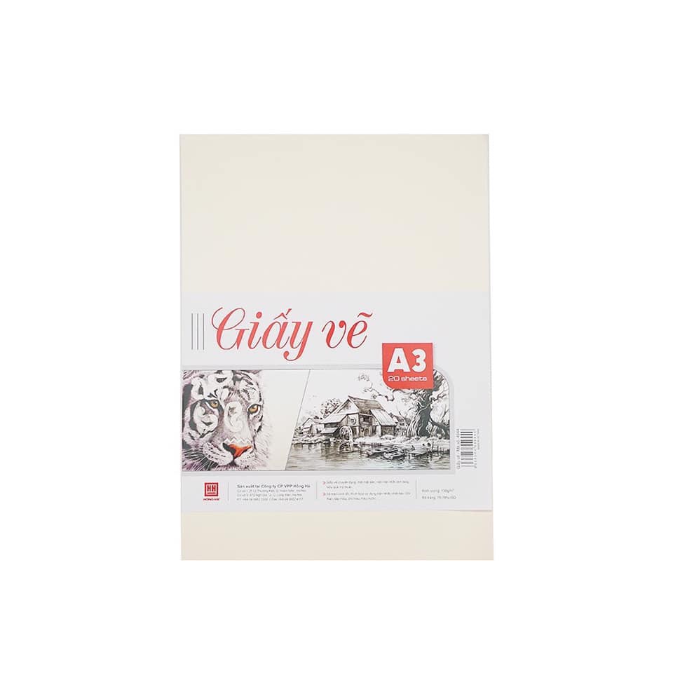 Túi 20 tờ giấy vẽ a4, a3 Hồng Hà vẽ màu sáp, chì