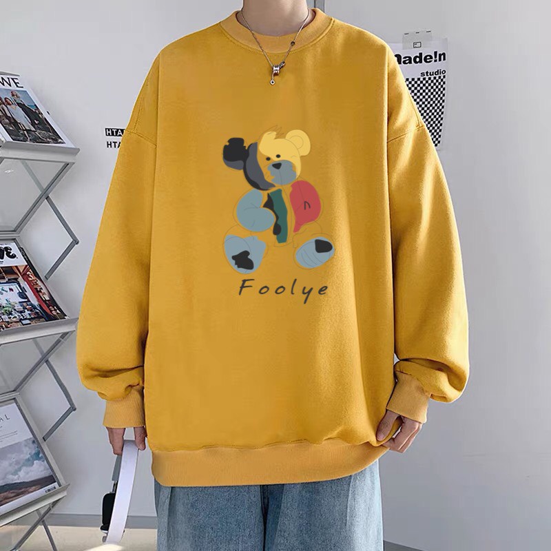 [ Mã 12FASHIONSALE1 giảm 10K đơn 50K ] Áo sweater nỉ cổ tròn dài tay nam nữ họa tiết APSR Gấu Foolye