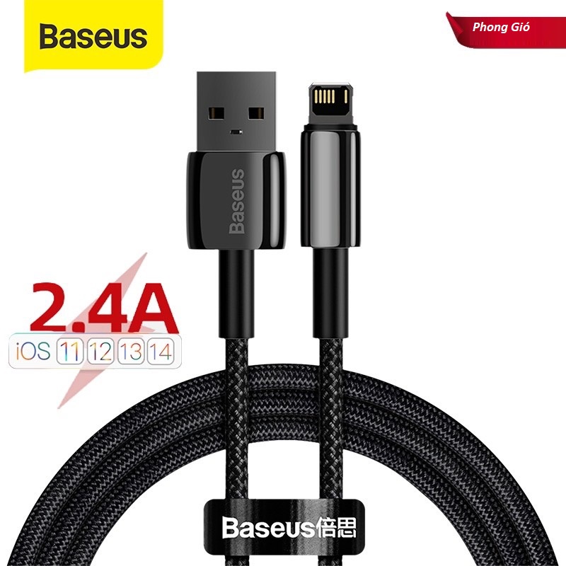 Cáp sạc nhanh cho iPhone/iPad Hỗ trợ truyền dữ liệu dây bọc dù chống gãy gập 1M/2M chính hãng baseus Bảo hành đổi mới