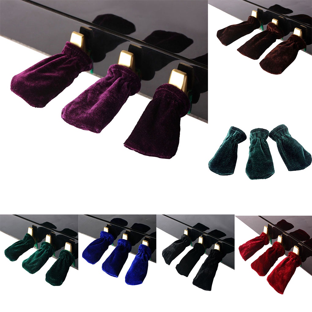 [GLOBAL] 3pcs Piano Pedal Pleuche Covers Dustproof Soft Ash Protective Case with Easy Clean Storage
