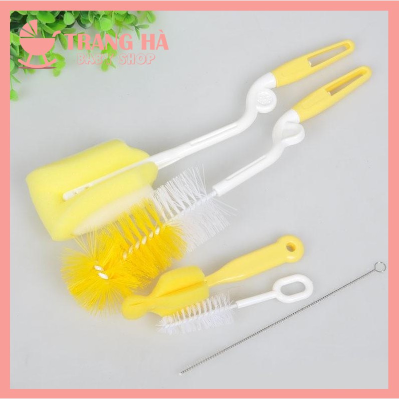 BỘ CỌ RỬA BÌNH SỮA CAO CẤP 5 CHI TIẾT TAY CẦM XOAY 360 ĐỘ CHUYÊN DỤNG VỆ SINH BÌNH SỮA, NÚM TI CHO BÉ