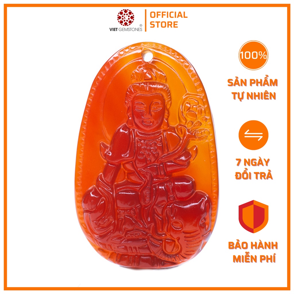 Mặt Dây chuyền Phổ Hiền Bồ Tát đá mã não đỏ độ mạng tuổi Thìn, Tỵ