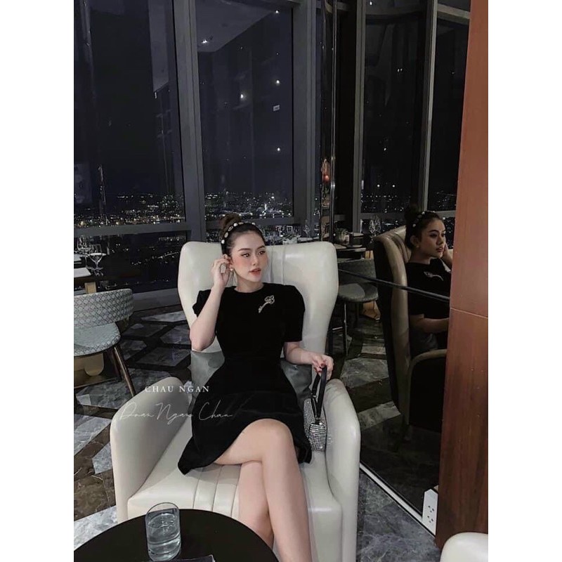 ĐẦM NHUNG THÊU TAY BÚP