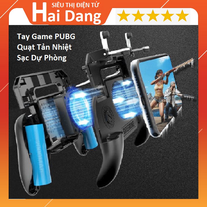 Tay Cầm Chơi Game PUBG Tích Hợp Tản Nhiệt Và Sạc Dự Phòng Cho Điện Thoại Iphone Android