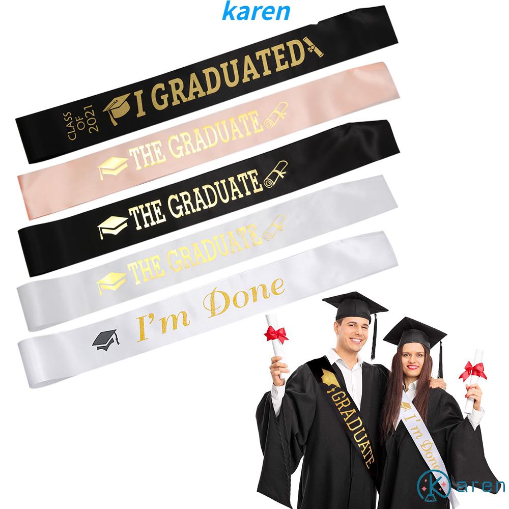 Dây đai satin mừng lễ tốt nghiệp 2021 trang trí hình chữ cái đính kim tuyến lấp lánh