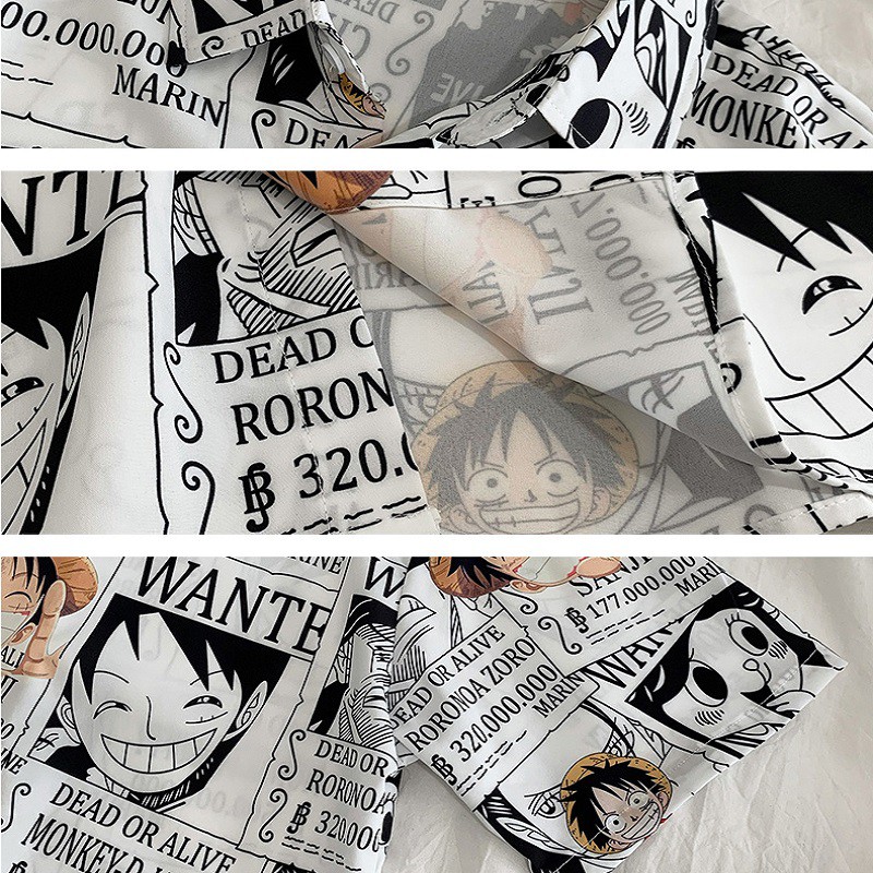 Áo sơ mi ngắn tay Luffy onepiece nam nữ unisex