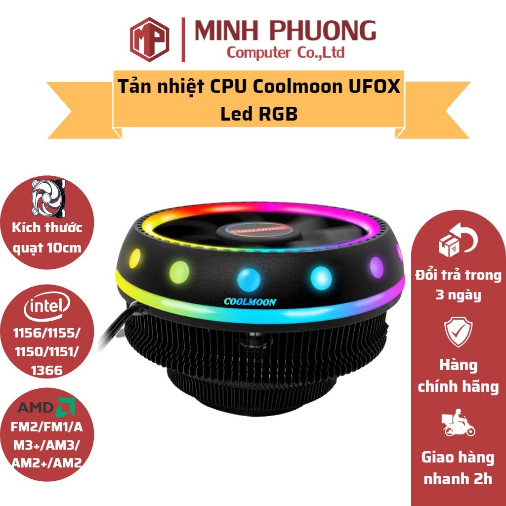 QUẠT TẢN NHIỆT CPU COOLMOON UFOX LED RGB