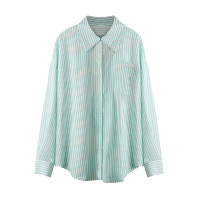 Áo Sơ Mi Dài Tay Họa Tiết Kẻ Sọc Phong Cách Hàn Quốc Thanh Lịch Dành Cho Nữ