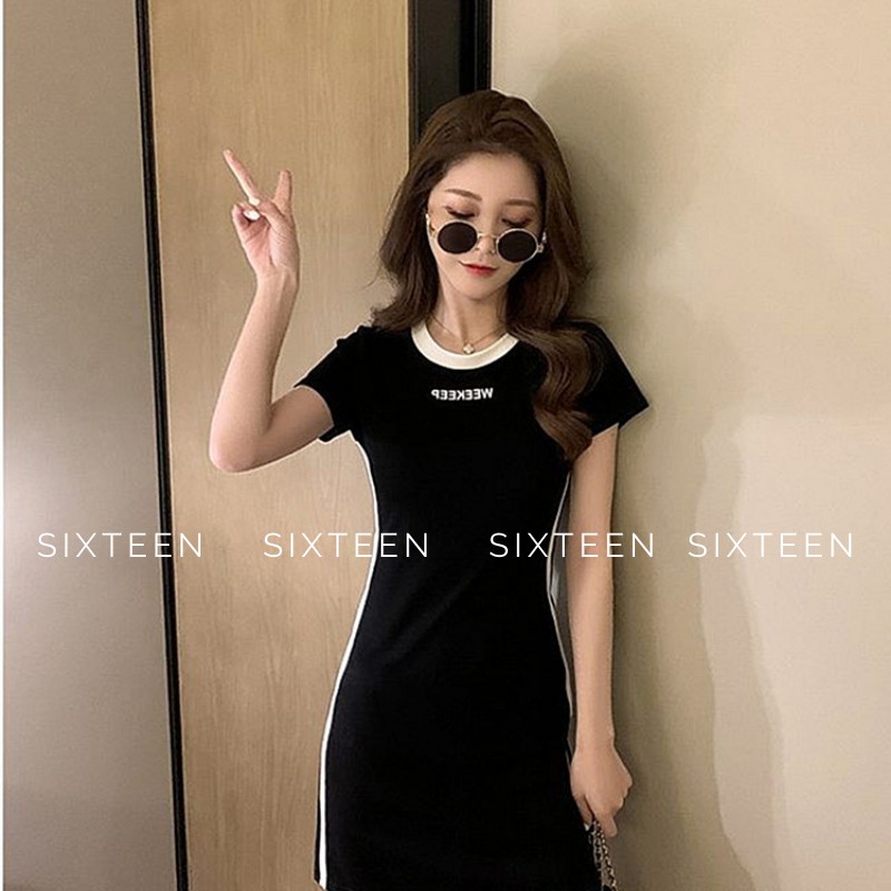 Váy Nữ Ôm Body Cộc Tay Kiểu Dáng Thể Thao SIXTEEN.