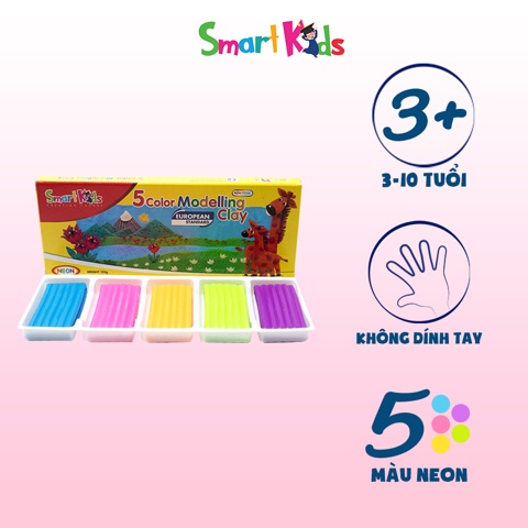 Đất nặn hộp giấy 5 màu/ 10 màu neon Smart Kids-BX10N