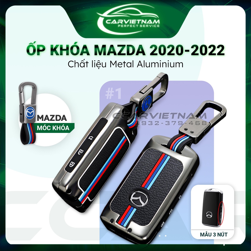 [TẶNG 1 viên sủi rửa kính] Ốp Khóa Ô tô Hợp kim Mazda All New 2020/2021/2022 (3 nút) Cao Cấp