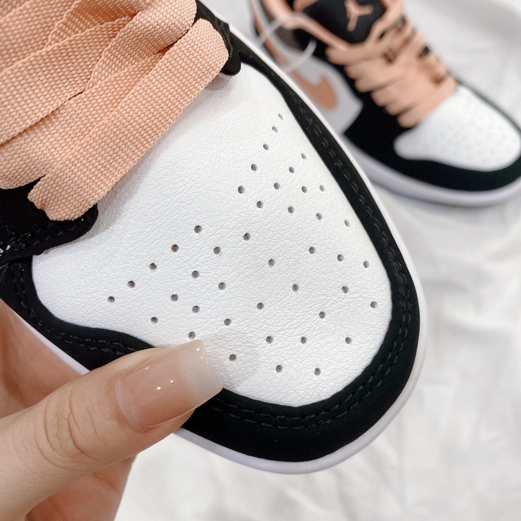 Giày Jordan cổ thấp, Giày sneaker Jordan cổ thấp Peach Mocha, giày thể thao JD1 low màu cam đen dành cho nam nữ đầy đủ
