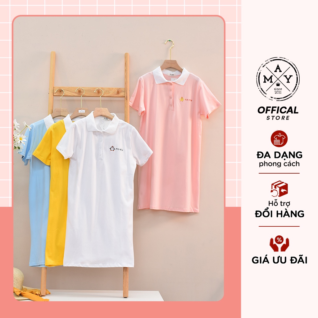 Váy Polo Nữ Dáng Suông MAY.SINCE2011 Thiết Kế Cổ Polo Thêu Ngực Phong Cách MAG01-0065