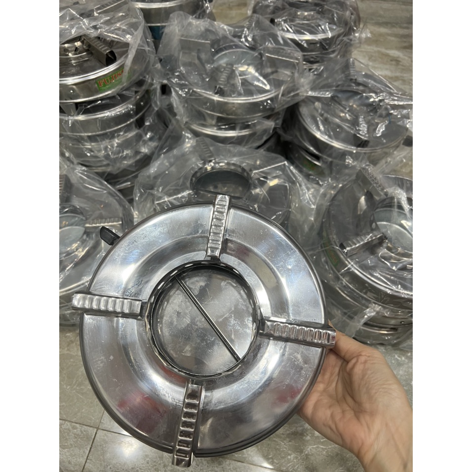 COMBO Bếp cồn inox FUJISHI + Vỉ nướng tráng men chống dính -  - bếp lẩu cồn tròn mini + Vỉ nướng