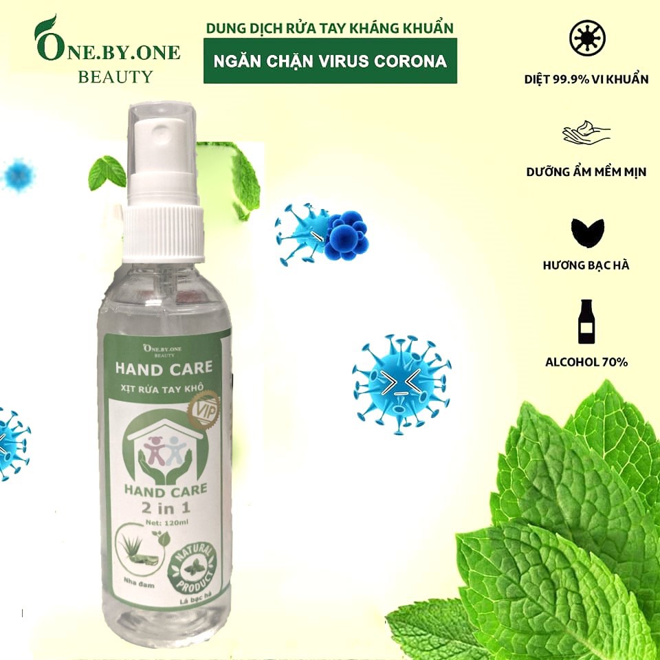 Gel Nước Rửa Tay Khô Nha Đam Bạc Hà Diệt Khuẩn Dưỡng Ẩm Dạng Xịt Phun Sương Hand Care One By One