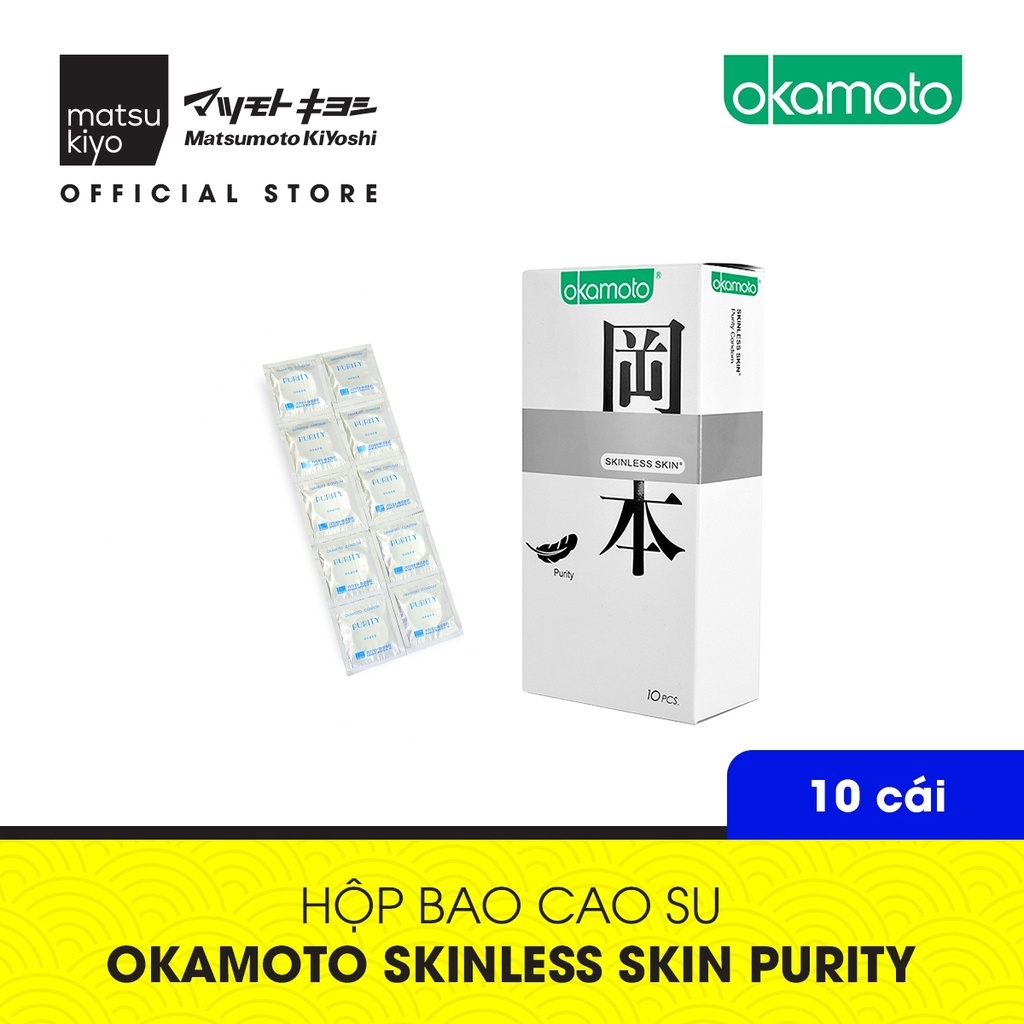 [Mã BMBAU50 giảm 7% đơn 99K] Bao Cao Su Okamoto Skinless Skin Purity Không Mùi Tinh Khiết 10 Cái matsukiyo