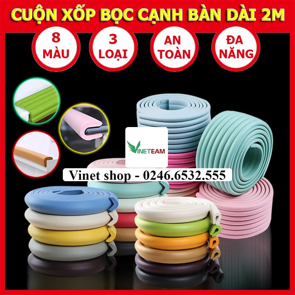 Cuộn Xốp Bọc Cạnh Bàn Hình Chữ L/ U/ W Dài 2M An Toàn Cho Bé - Dây Cao Su Nẹp Bịt Góc Bàn, Ghế, Tường, Tủ, Giường,...