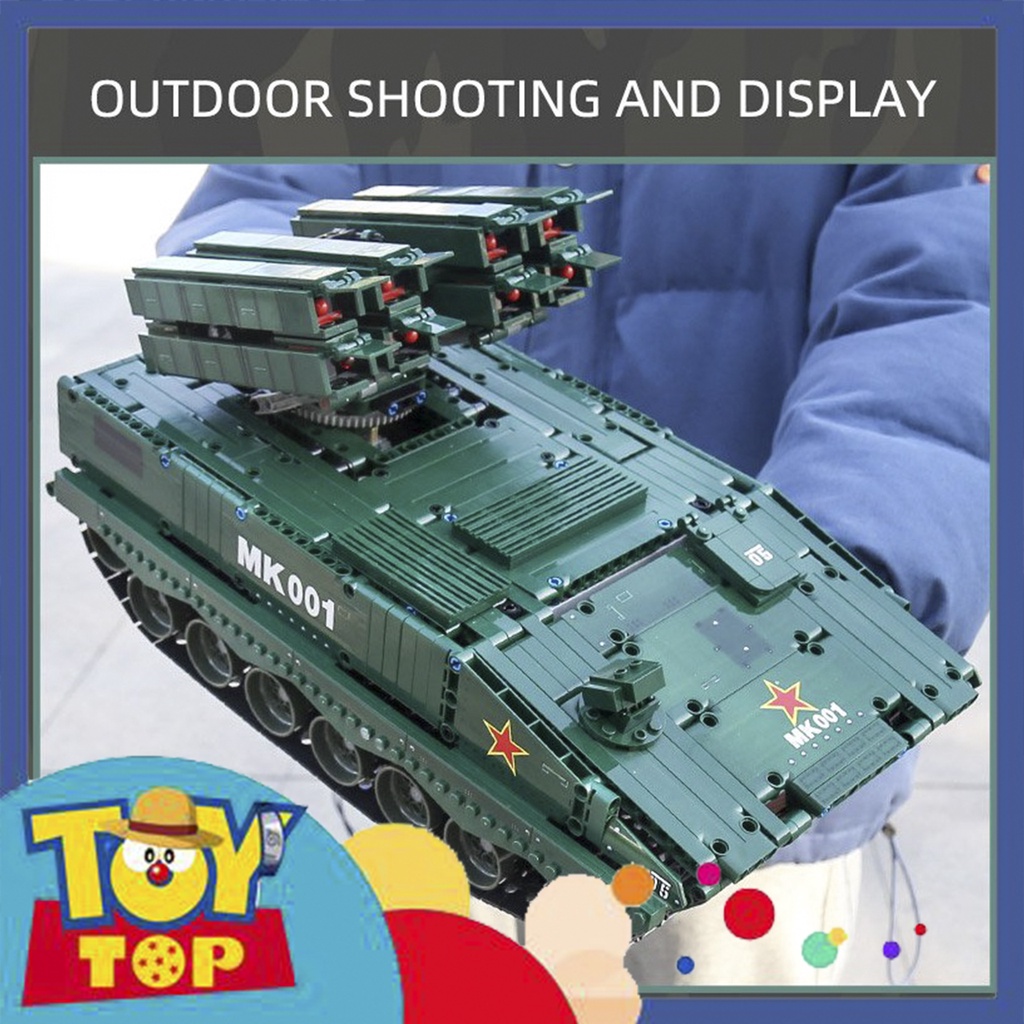 Đồ chơi lắp ráp mô hình xe thiết giáp quân đội cùng tên lửa quân sự chống tăng tank HJ 10 xếp hình Mould King 20001
