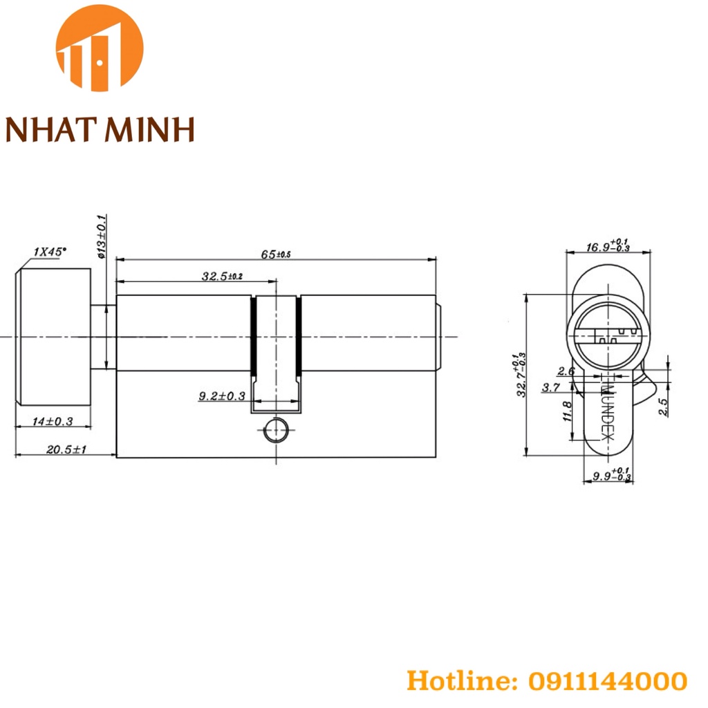 Ruột khóa 1 đầu chìa 1 đầu vặn Imundex